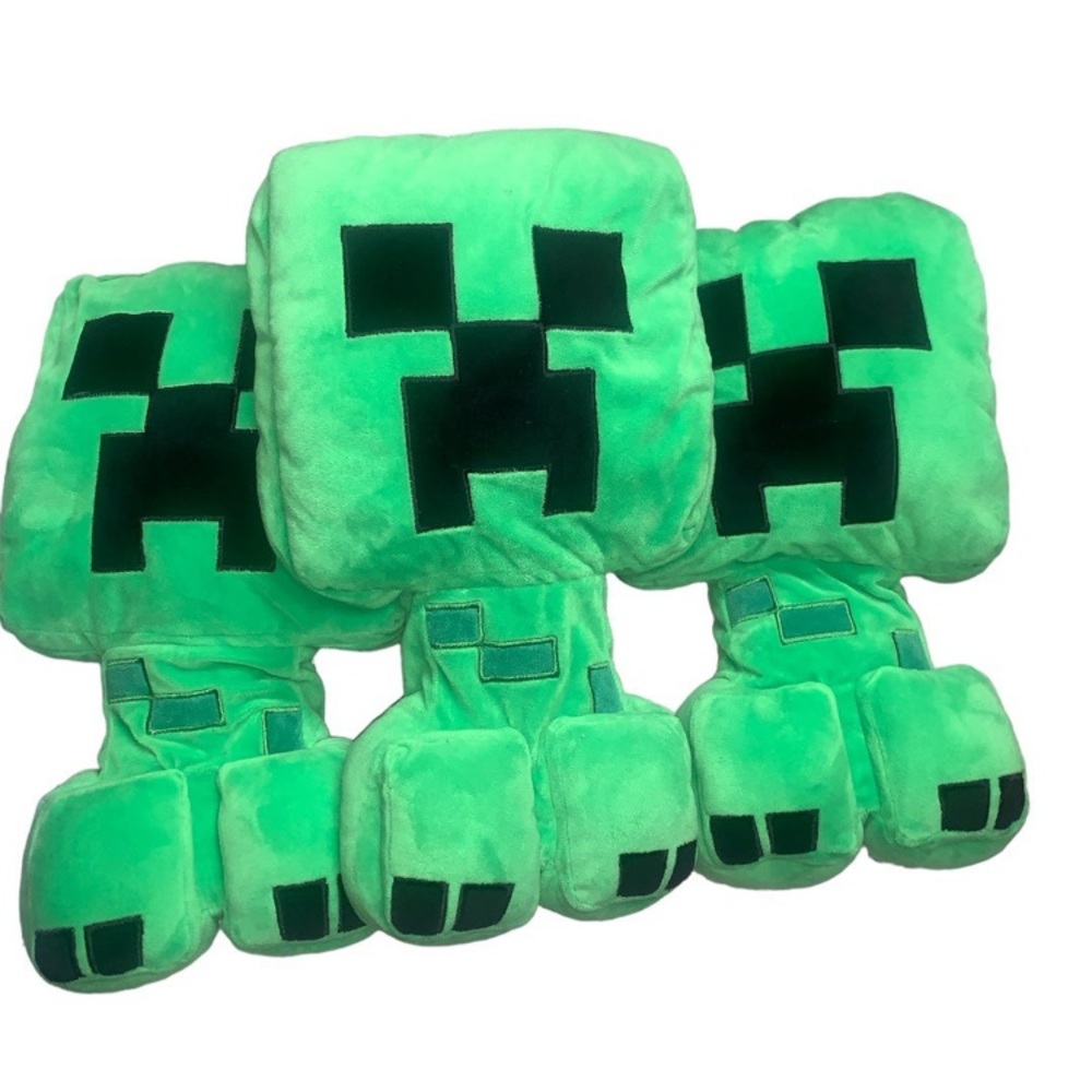 2018 Three MineCraft Creepers 16" pillow buddy soft green plush